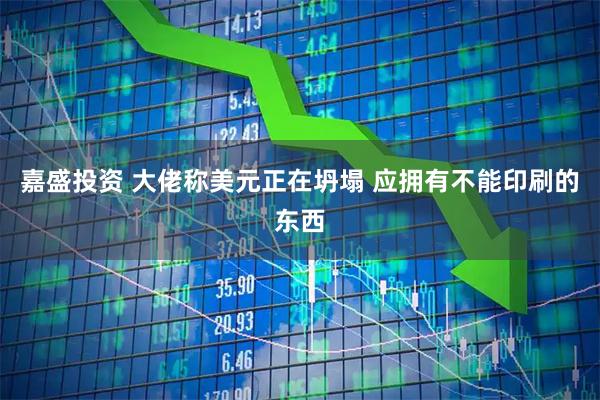 嘉盛投资 大佬称美元正在坍塌 应拥有不能印刷的东西