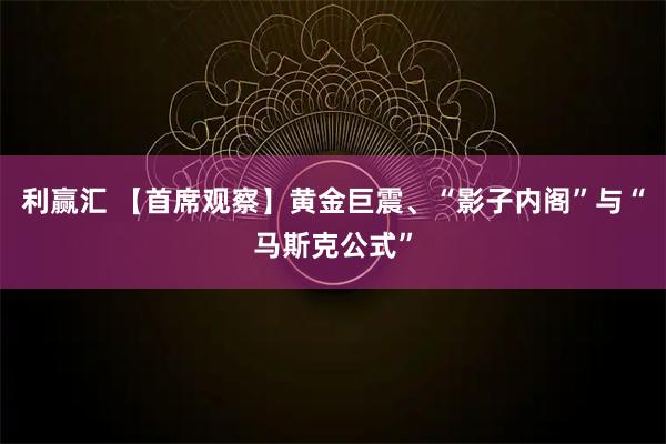 利赢汇 【首席观察】黄金巨震、“影子内阁”与“马斯克公式”
